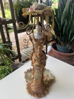 Coquette Vintage Victorian Mannequin Jewelry Display Stand Tabletop 15"